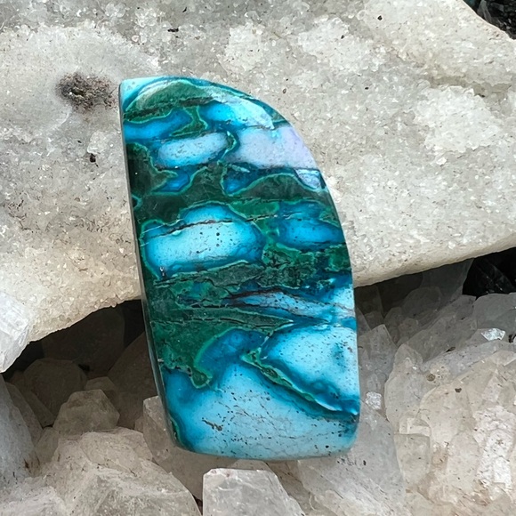 Hand Crafted Jewelry - Chrysocolla malachite on quartz  cabochon